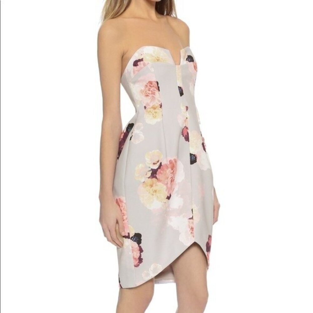 NEW Keepsake The Label XXS Divide Floral Flower Bloom Strapless Tulip Dress‎